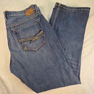 BKE Derek Jeans Mens 36x29 Blue Denim Straight Leg Distressed Medium Wash 36R